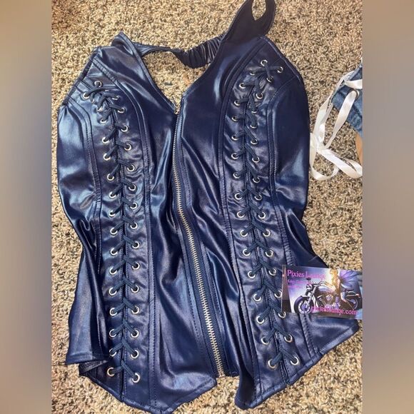 Lydia Halter Corset in Navy - Picture 5 of 5